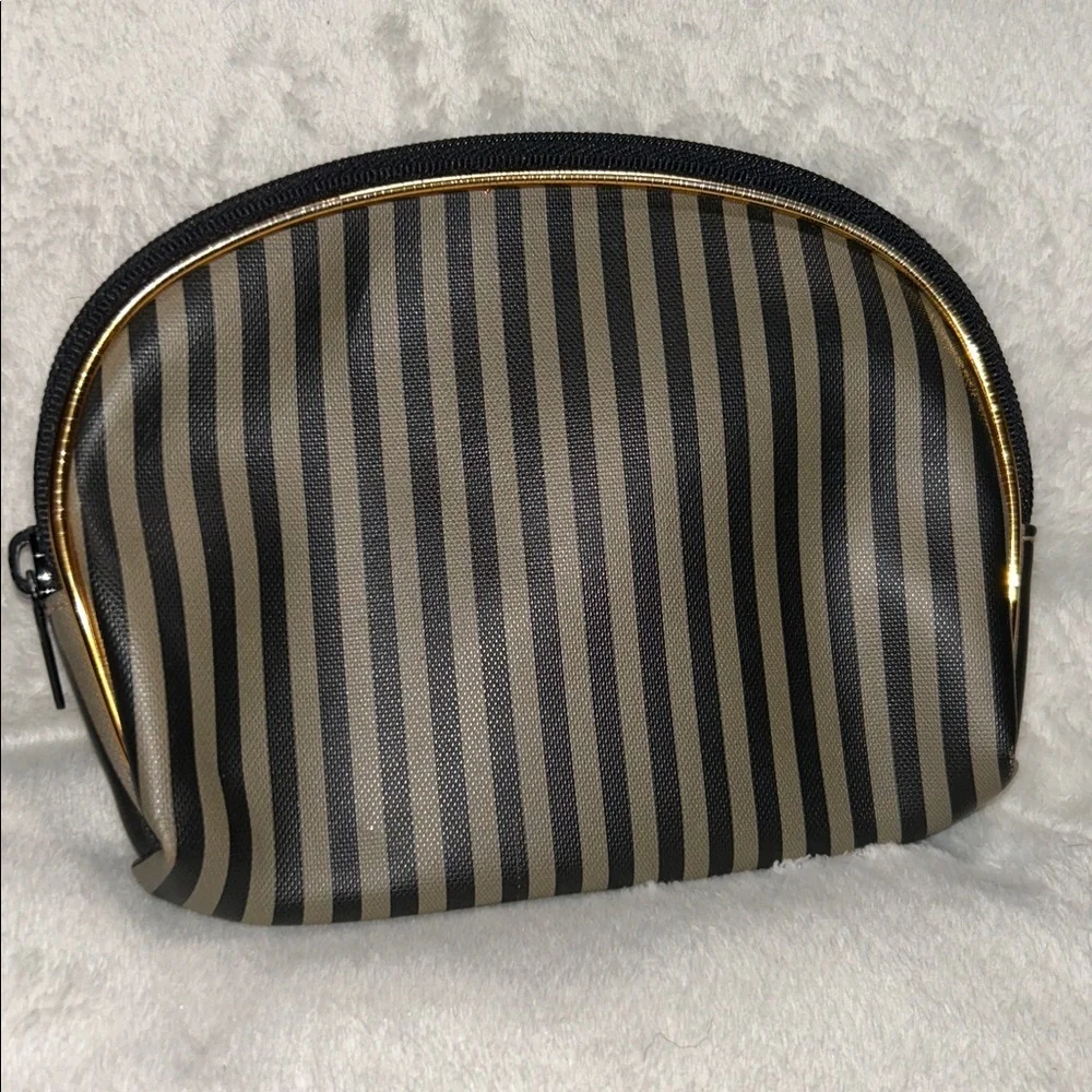 Striped Black and Tan makeup Pouch